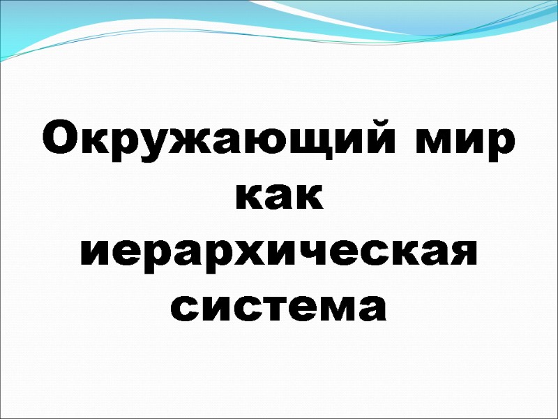Окружающий мир как иерархическая система